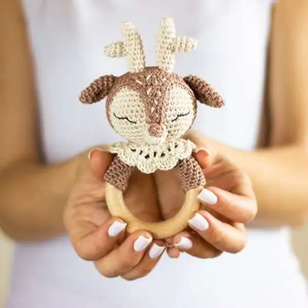 Final deer head mounted on wooden ring