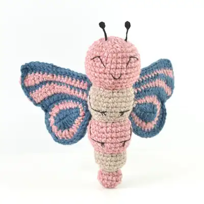 Ava the Butterfly amigurumi head and body in progress