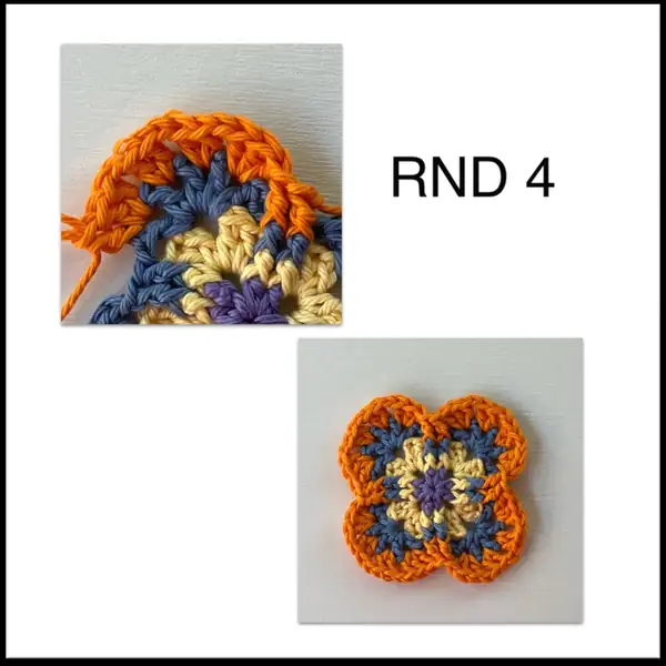 Progress photo of Round 6 demonstrating placement of clusters and 3LP stitches near the petal edges