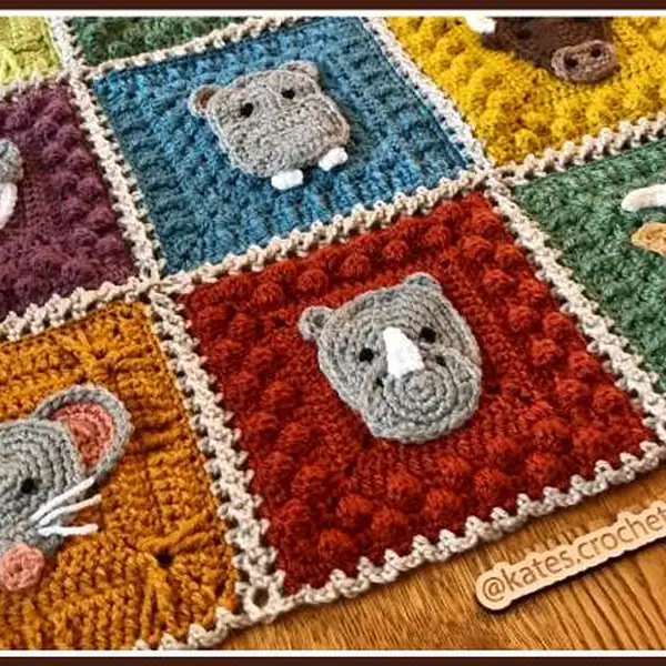 Finished Animal Kingdom Blanket laid out for display