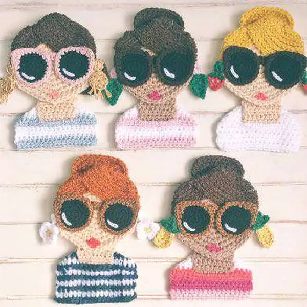 Hair bun and striped shirt crochet on the girl portrait