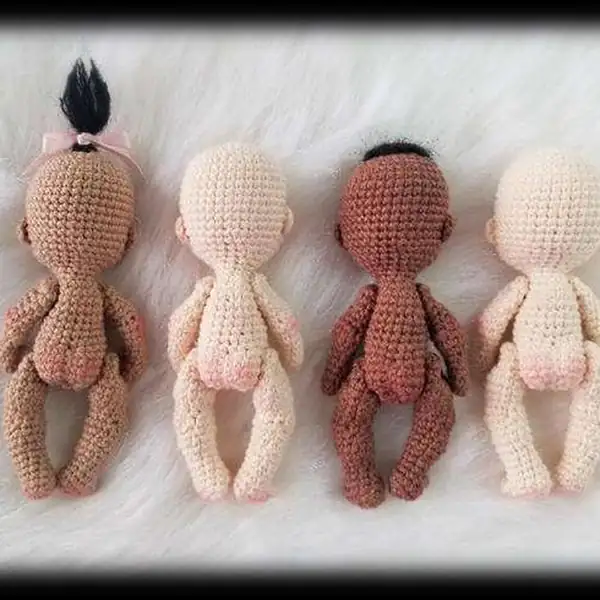 Left leg being crocheted and shaped