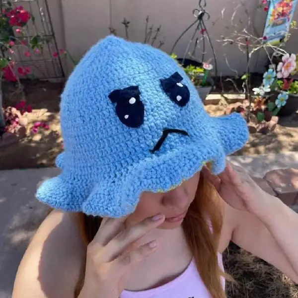 Finished Reversible Octopus Bucket Hat crochet pattern, view 2
