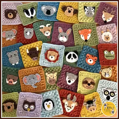 Animal Kingdom Blanket square collage, colorful squares